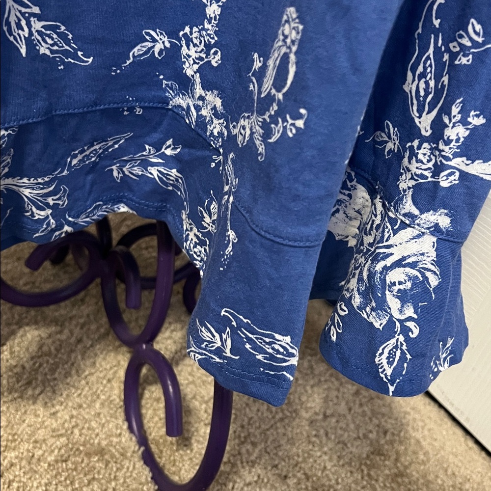 Adonna Blue and White Floral Owl Print Short Sleeve Nightgown Size 3X - Picture 7 of 16